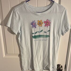 Life is Good 3 Happy Flowers Short Sleeve Crusher Lite Tee.